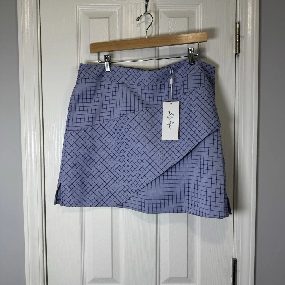 Lady‎ Hogan Lavender Checkered Women's Golf Skorts Size 14 NWT